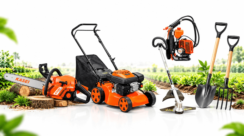 Chainsaw, brush cutter, and lawn mower for forestry and garden maintenance